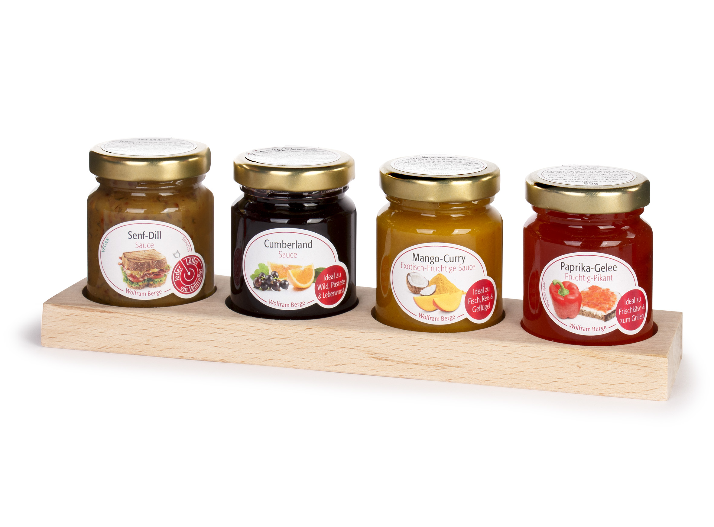 Menage mit 4 Feinkostsaucen für Fondue und Raclette