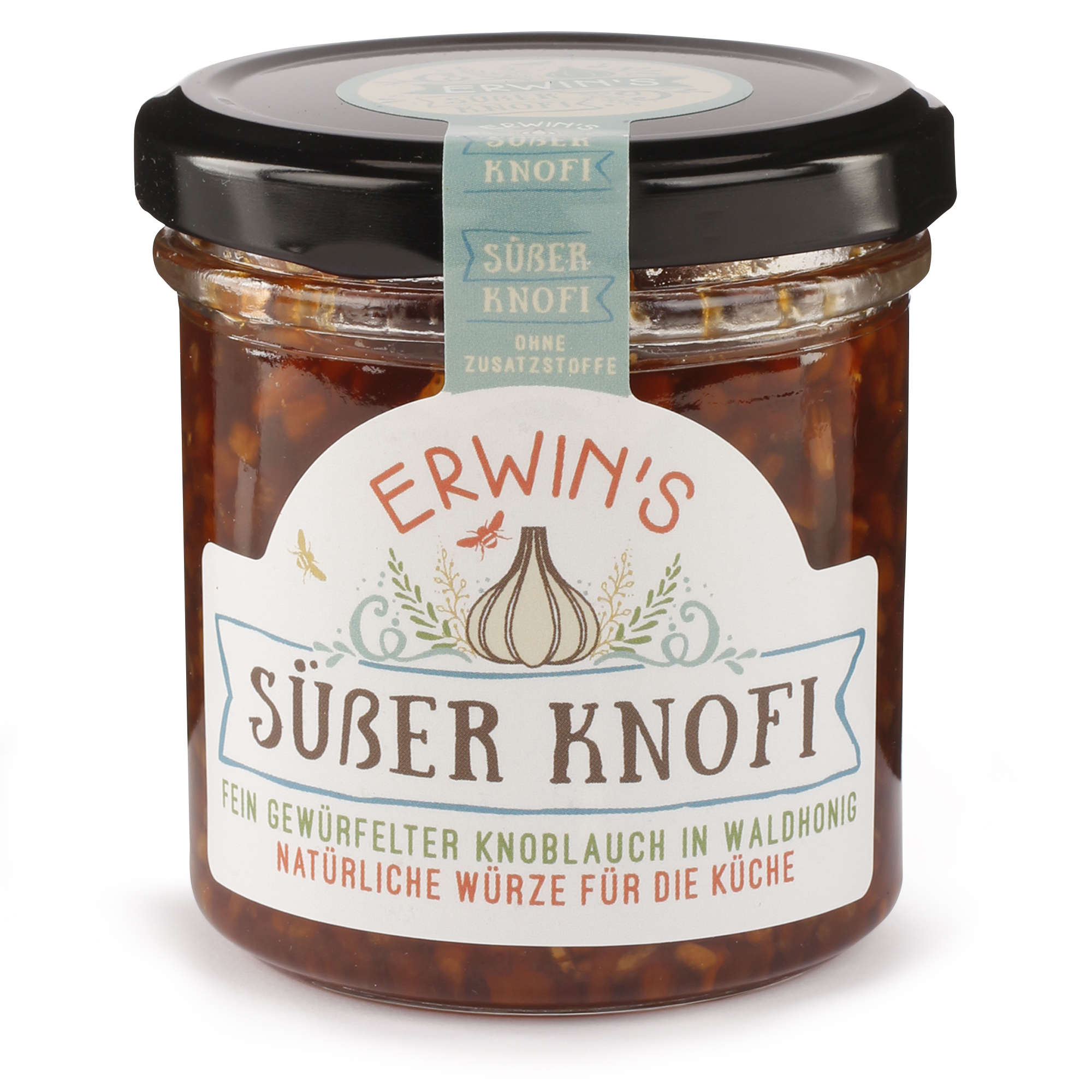 34050100 Erwin's Süßer Knofi – Fein gewürfelter Knoblauch in Waldhonig