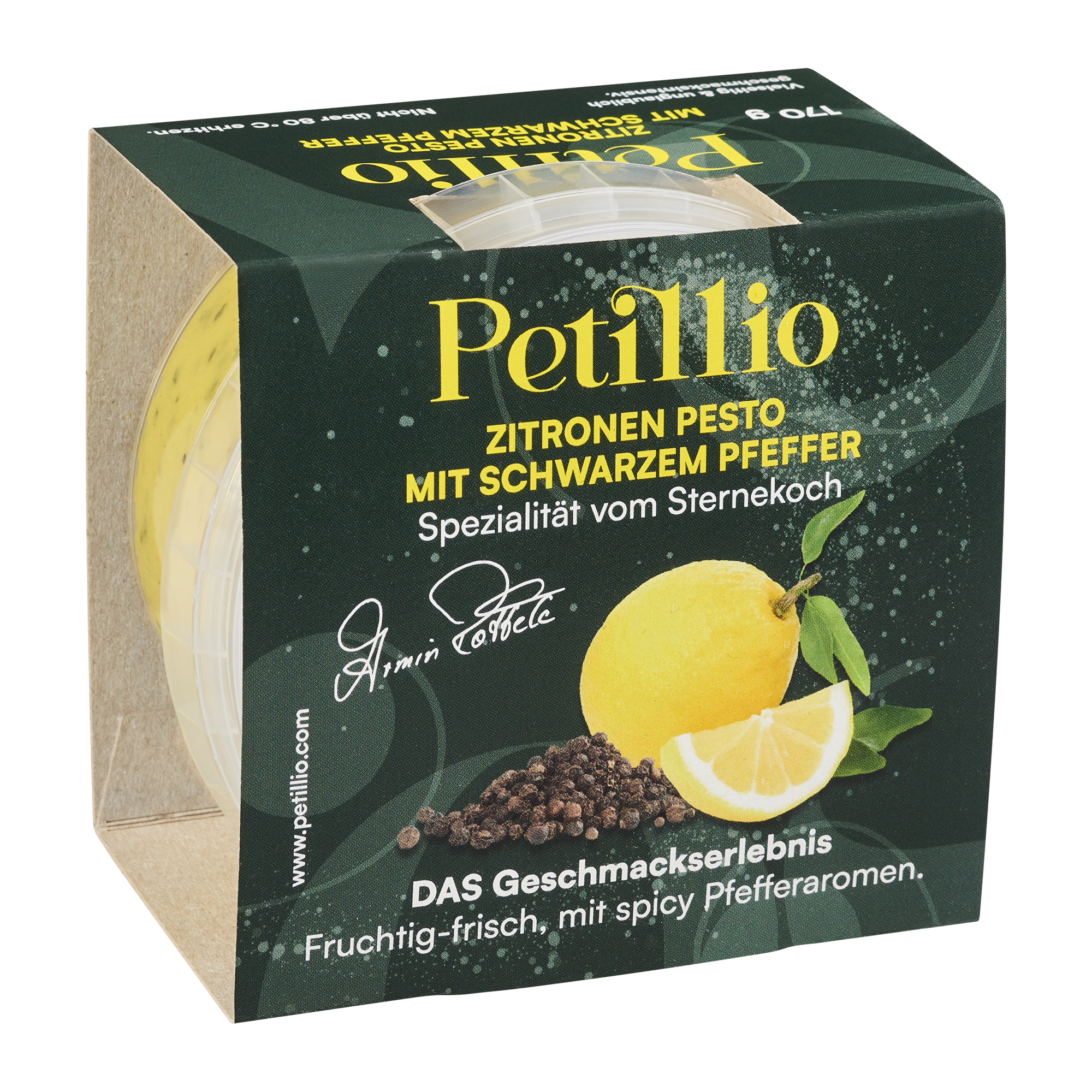 Petillio Zitronen Pesto mit schwarzem Pfeffer Petillio Zitronen Pesto mit schwarzem Pfeffer