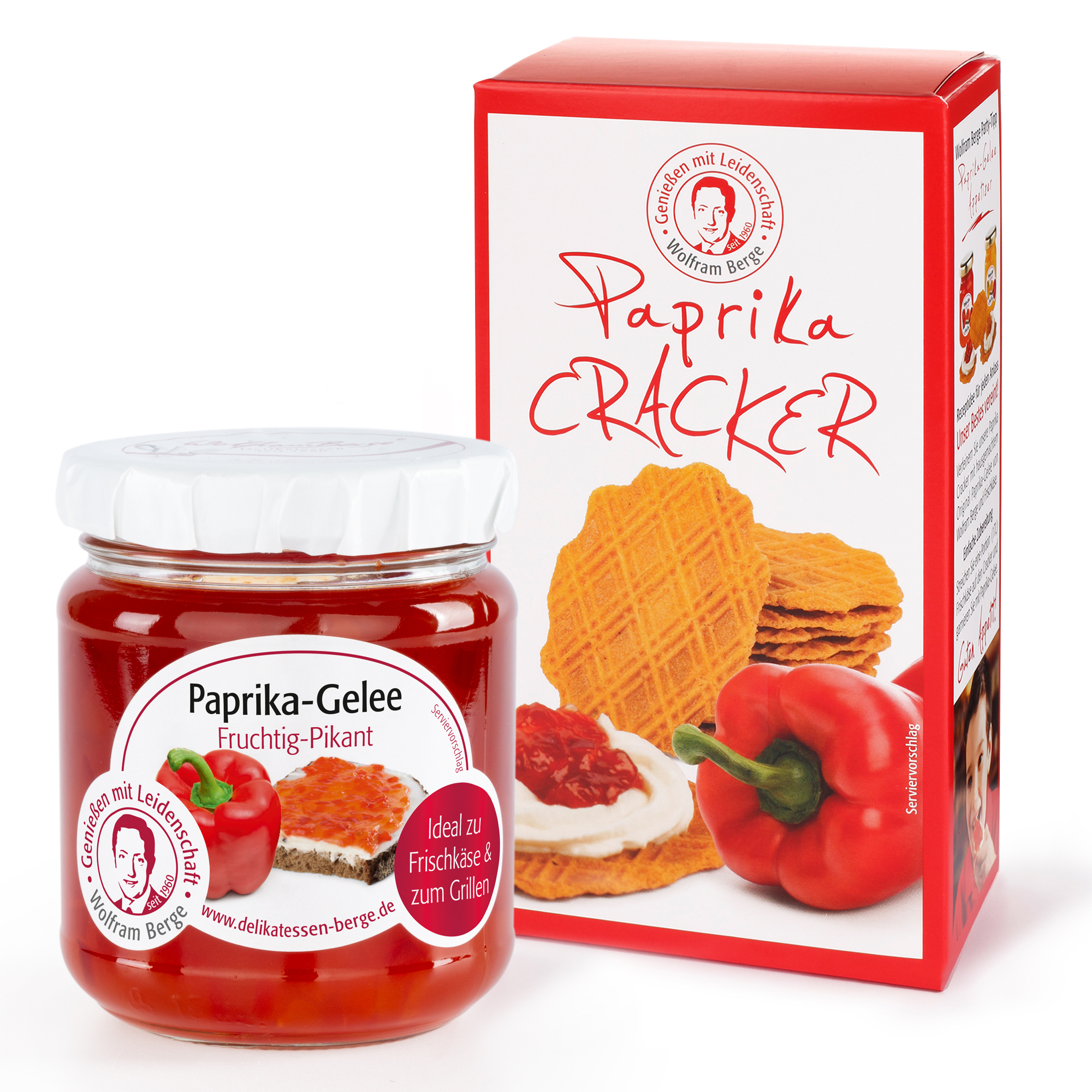 Rotes Paprika-Gelee + Paprika Cracker Set