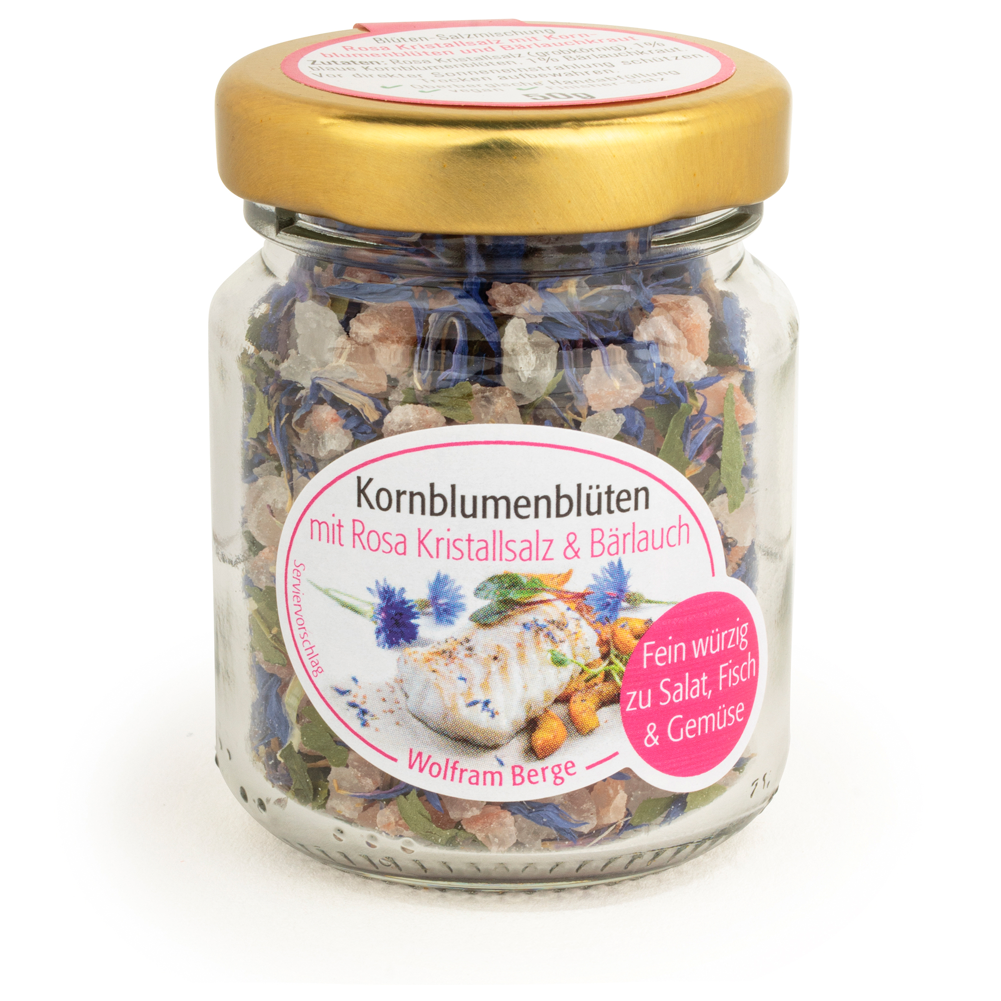 Kornblumenblüten mit Rosa Kristallsalz & Bärlauch Kornblumenblüten mit Rosa Kristallsalz & Bärlauch