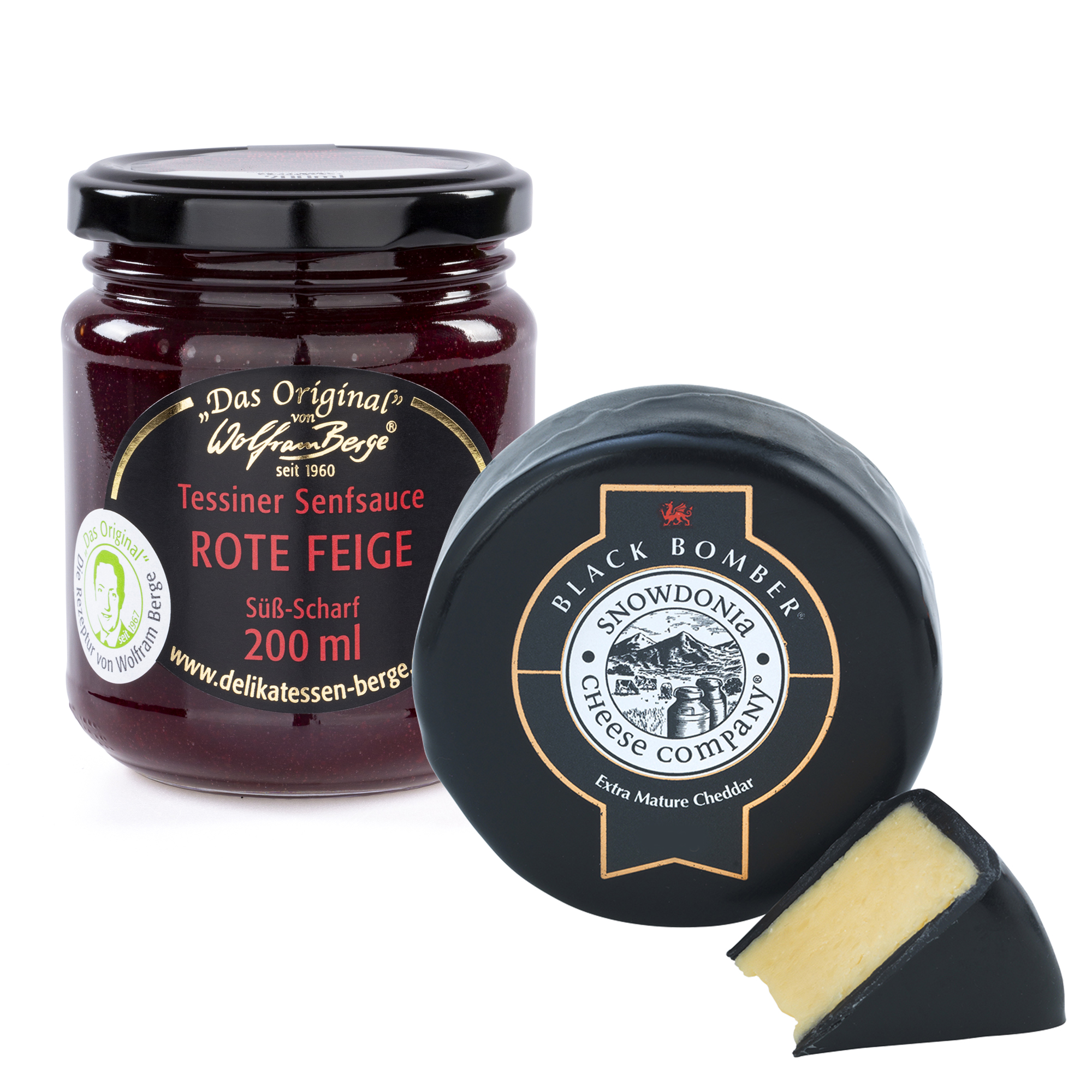 Original Tessiner Senfsauce Rote Feige + BLACK BOMBER® Mature Cheddar  Set