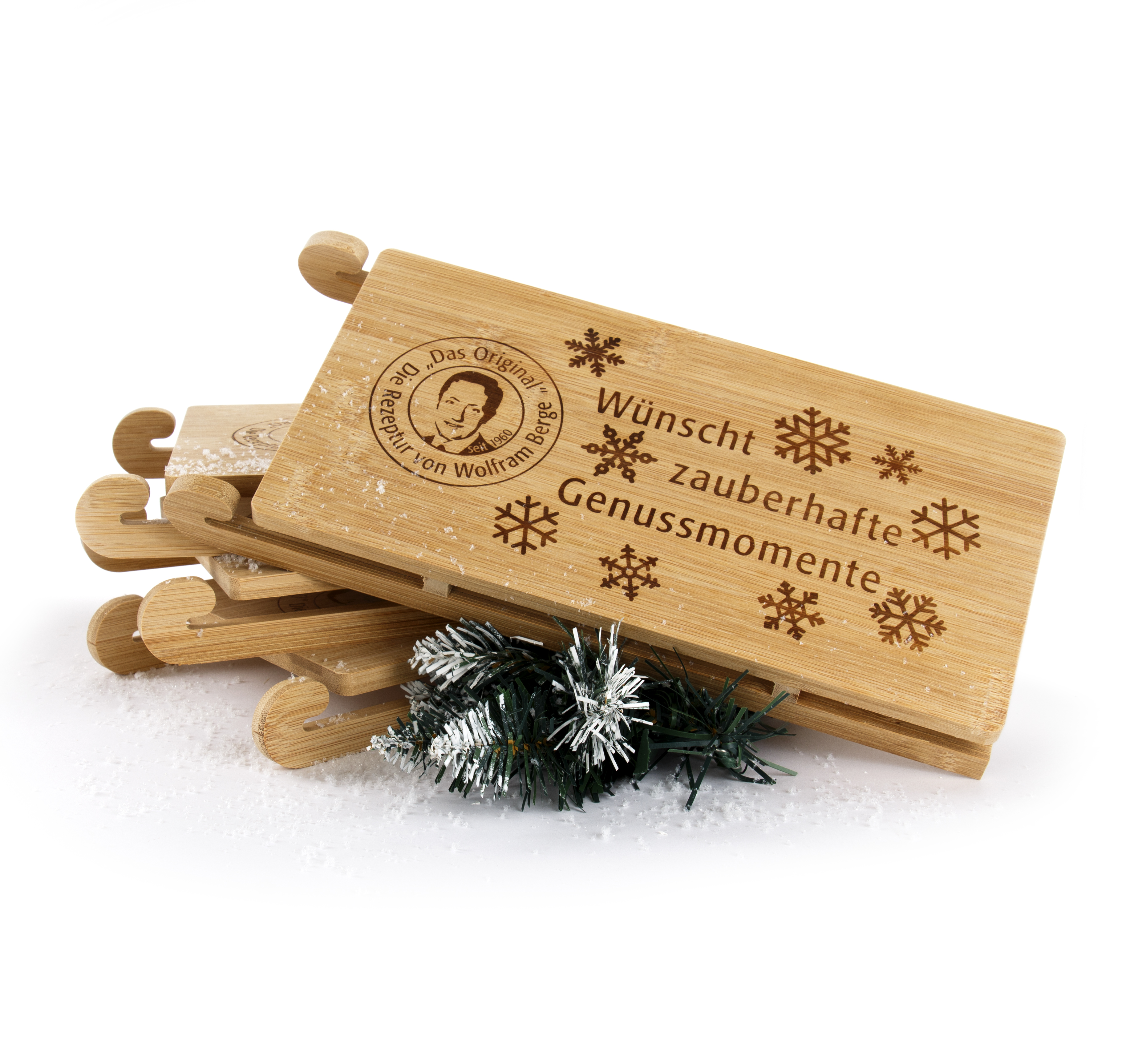 Holzschlitten Genussmomente Wolfram Berge